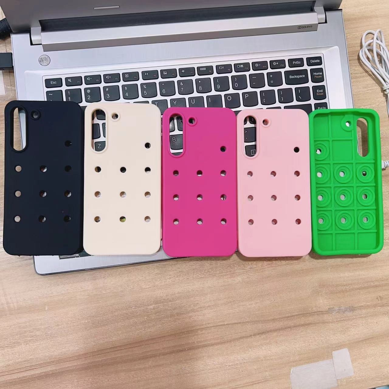 Popular 3D DIY Original Bare hole buckle decoration soft silicone phone case for 16 12 13 14 15 plus 11pro 16pro max xr xs 7 6