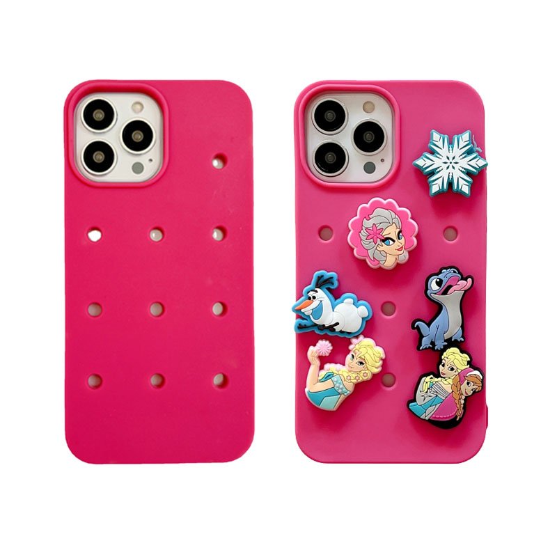Popular 3D DIY Original Bare hole buckle decoration soft silicone phone case for 16 12 13 14 15 plus 11pro 16pro max xr xs 7 6