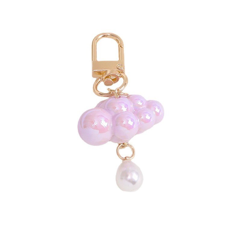 Wholesale Fashion Cute Pearl Cloud Colorful White Cloud Mesh Colorful Accessories Decoration Bag Hanging Acrylic Cloud Keychain