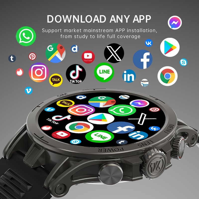 4G Android 8.1 Mobile AMOLED Round Screen Smartwatch WiFi GPS Heart Rate Monitor 200W Single Camera Smart Watch