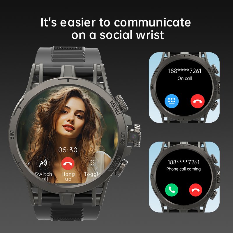 4G Android 8.1 Mobile AMOLED Round Screen Smartwatch WiFi GPS Heart Rate Monitor 200W Single Camera Smart Watch