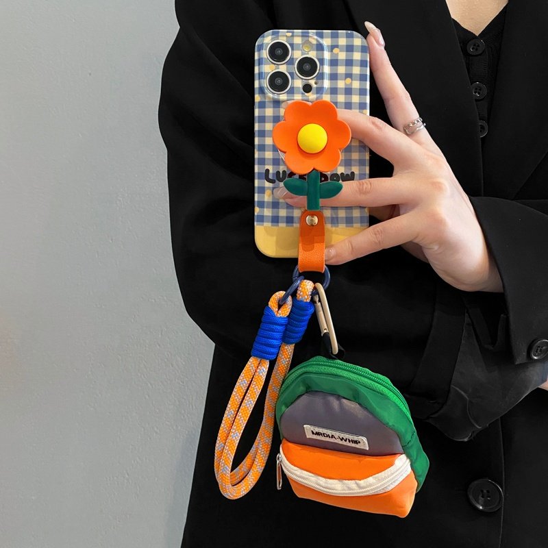 for Apple 15 mobile phone case hand strap 12Pro wrist strap 11 crossbody lanyard anti-fall phone cover with flower stand