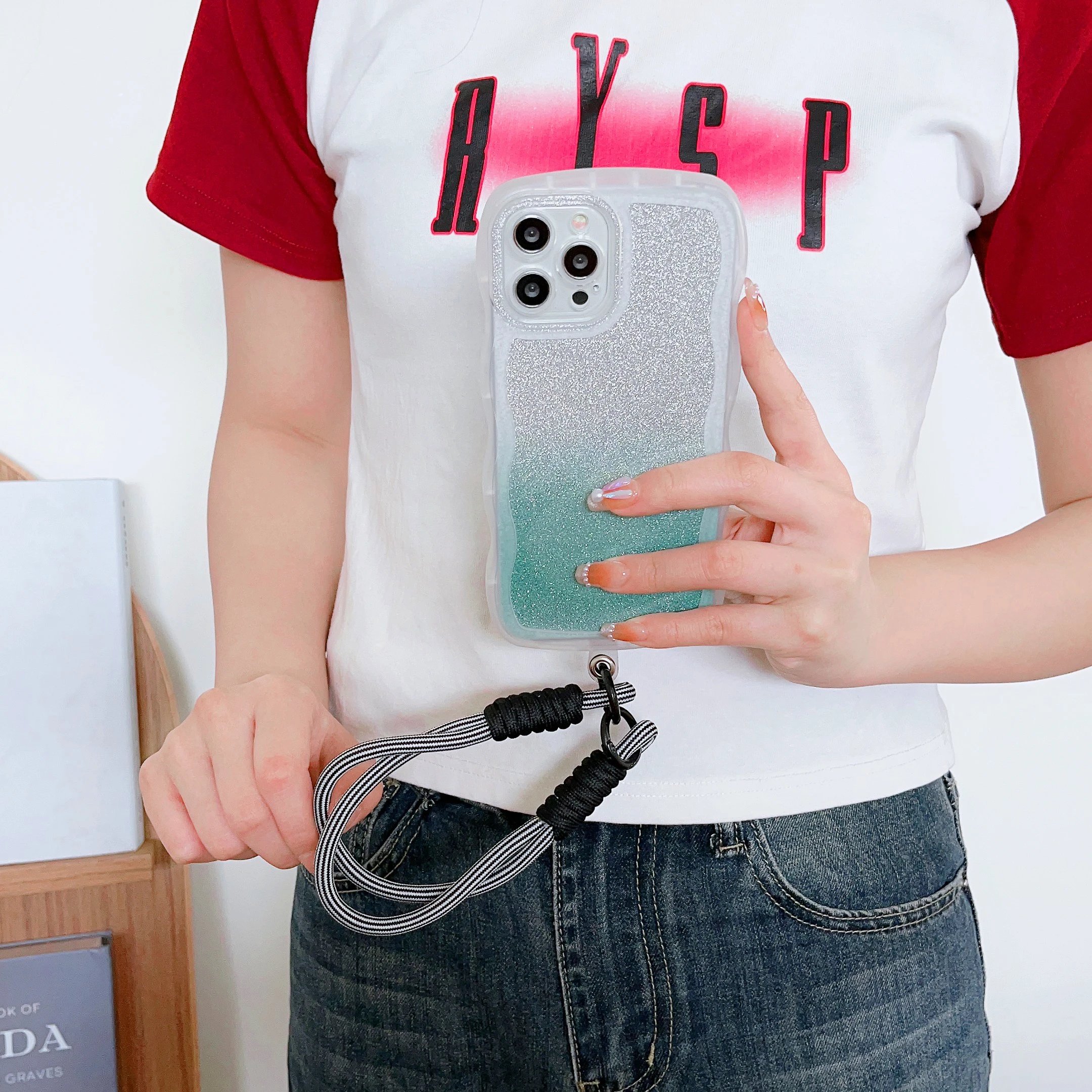 New fashion mobile lanyard wrist strap anti-drop cordfor iphone 15 mobile phone decoration pendant multi-purpose lanyard