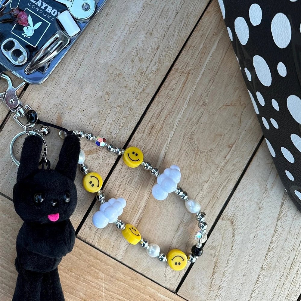 KKBEAD Smiley white cloud handmade beaded mobile phone wristband female mobile phone chain