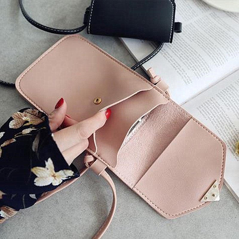 2022 Hot sale touchable clear window crossbody PU leather mobile phone bags with strap