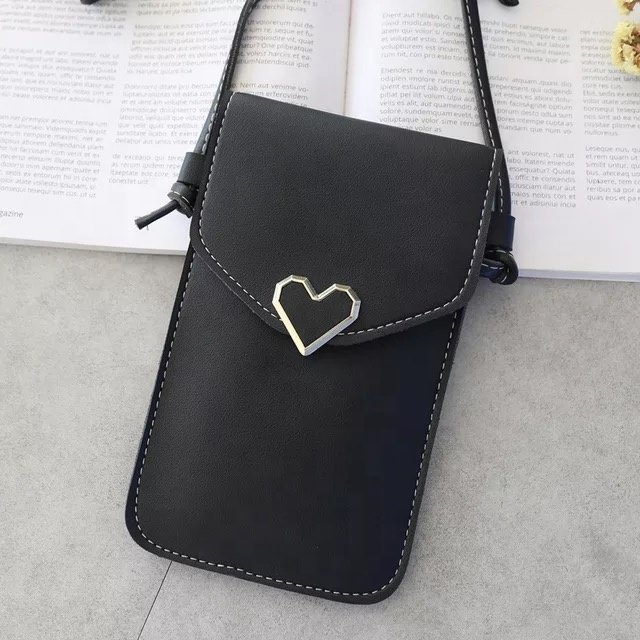 2022 Hot sale touchable clear window crossbody PU leather mobile phone bags with strap