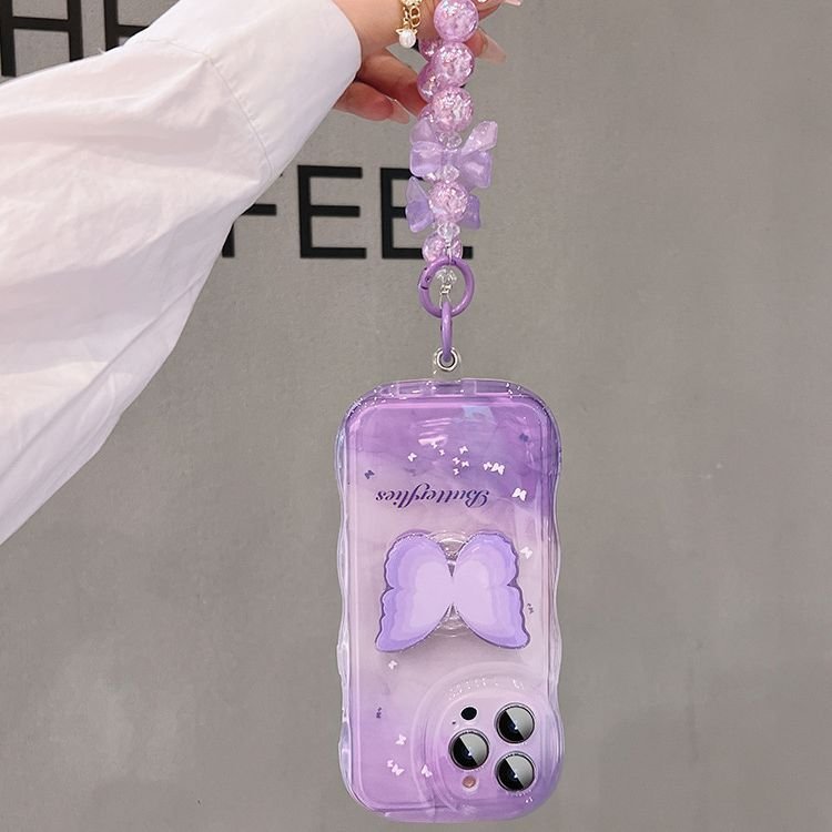 Butterfly Stand Bracelet Phone Case Bow Purple Portable Hot Model 2023 for iPhone15promax