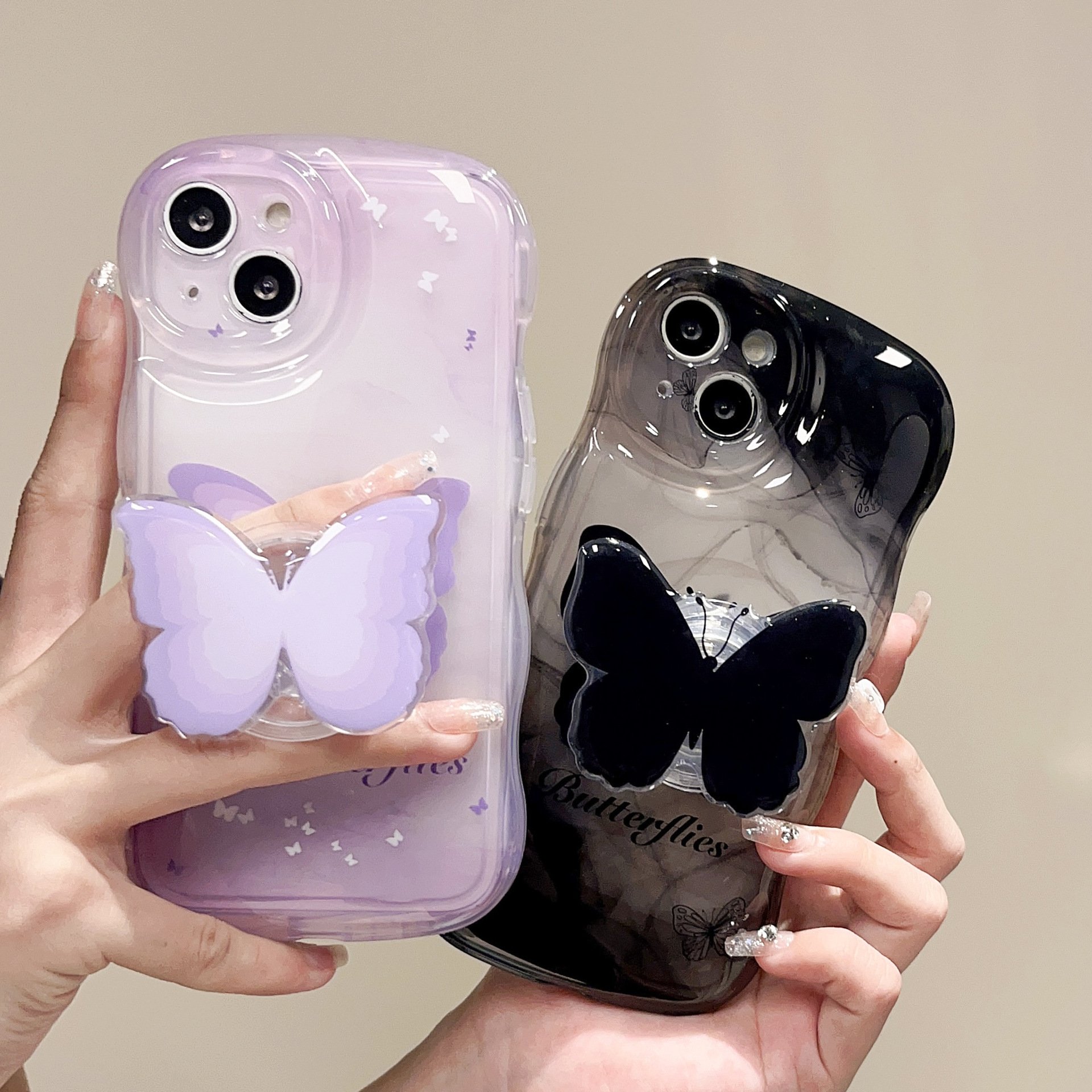 Butterfly Stand Bracelet Phone Case Bow Purple Portable Hot Model 2023 for iPhone15promax