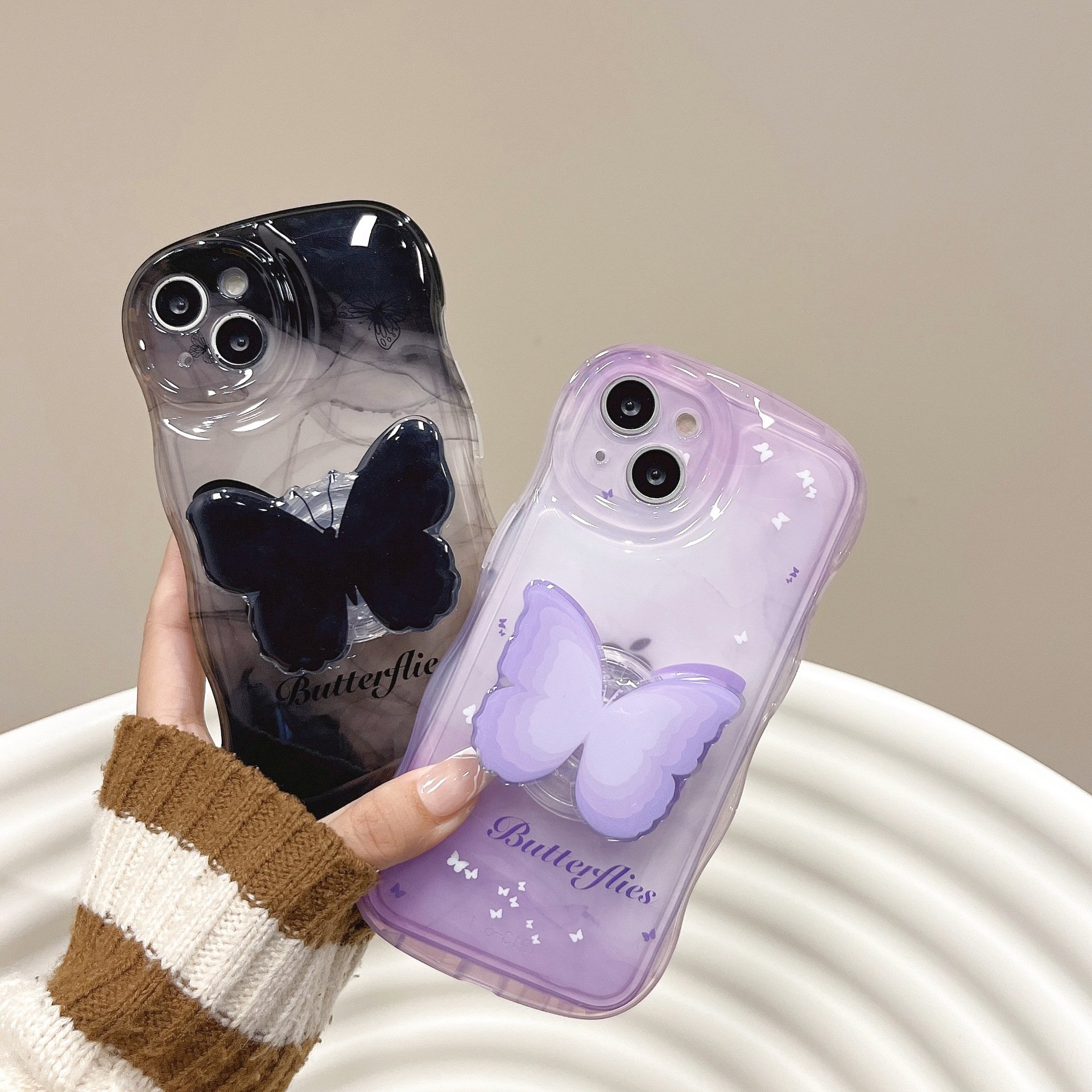 Butterfly Stand Bracelet Phone Case Bow Purple Portable Hot Model 2023 for iPhone15promax