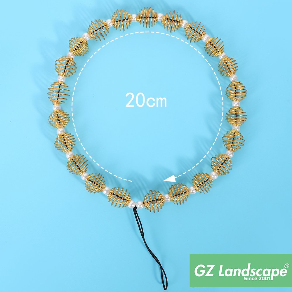 Custom gold phone charm accessory funny elastic coil hollow lantern bead strap pearl phone chain