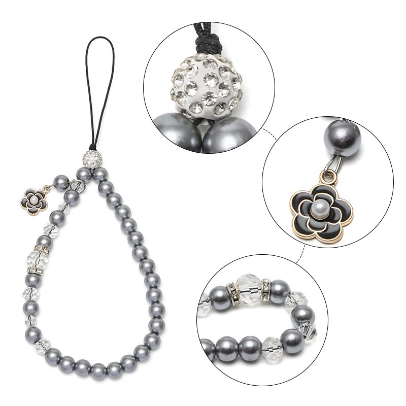 Hot Selling Custom Beaded Cute Flower Phone Strap Phone Chain Strap Strap Lanyard acrylic Beads Mobile Phone Chain for Girl gift