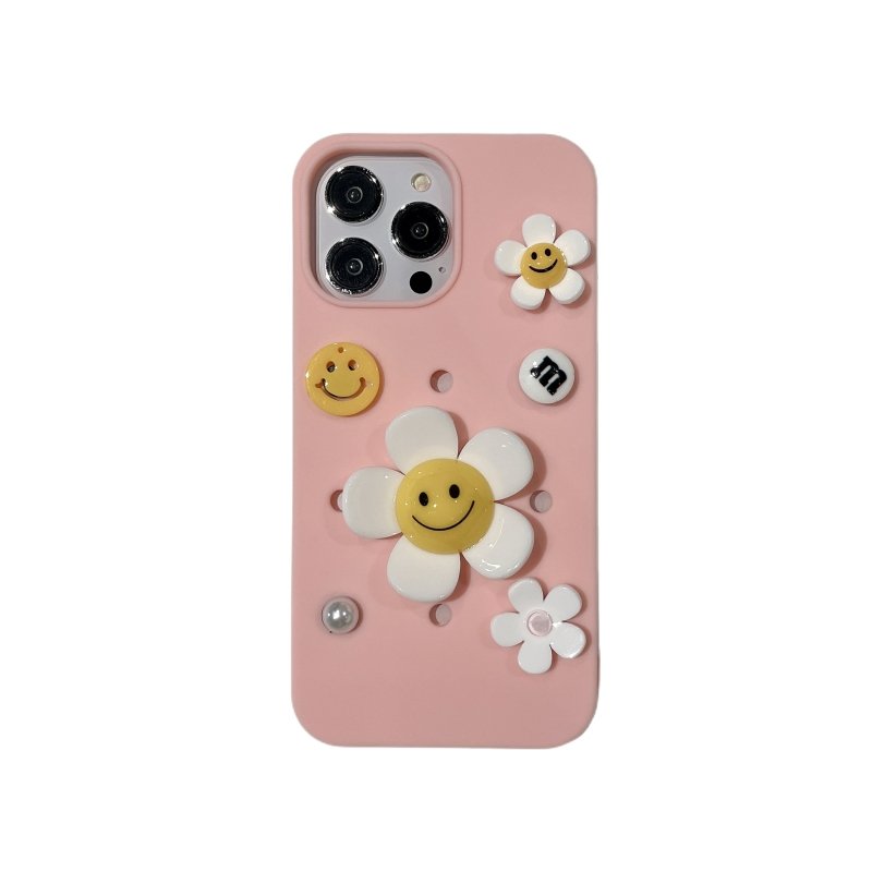 2023 New Product Latest Creative Smile Flower DIY Anti Drop Durable Phone Case For phone16promax 15 14 13 12 11 x