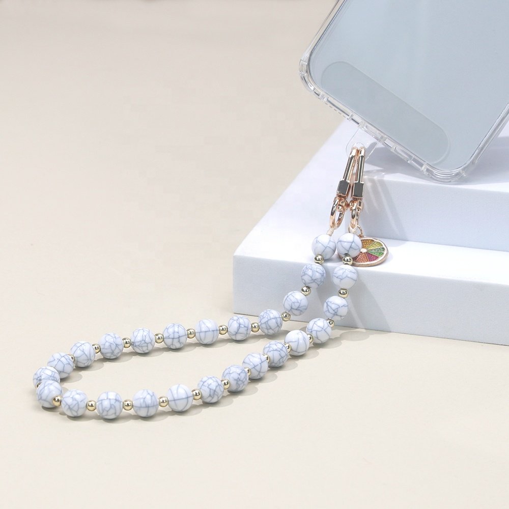 Colored Korea Elastic Phone Rope Universal Cross Body Letter Accessories Long Necklace Baroque Pearl Smart Cell Phone Strap