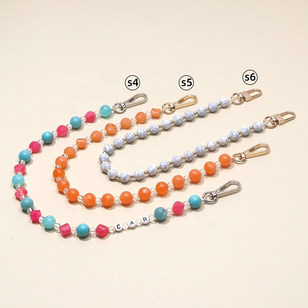 Colored Korea Elastic Phone Rope Universal Cross Body Letter Accessories Long Necklace Baroque Pearl Smart Cell Phone Strap