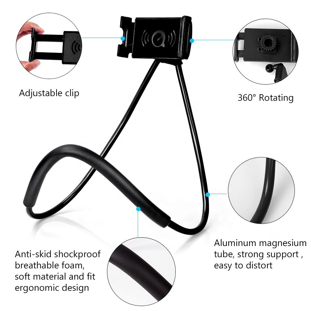 Lazy Cell Phone Holder Stand 360 Rotating Hanging On Neck Cell Phone Mobile Mount Holder Lazy Bracket