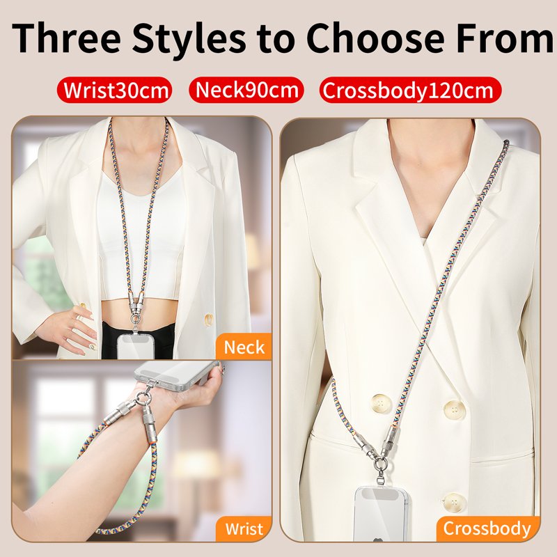 2-in-1 PD 66W Fast Charging Neck Crossbody Strap with Lanyard and Charging Cable for iPhone 15 Mobile Phone Straps