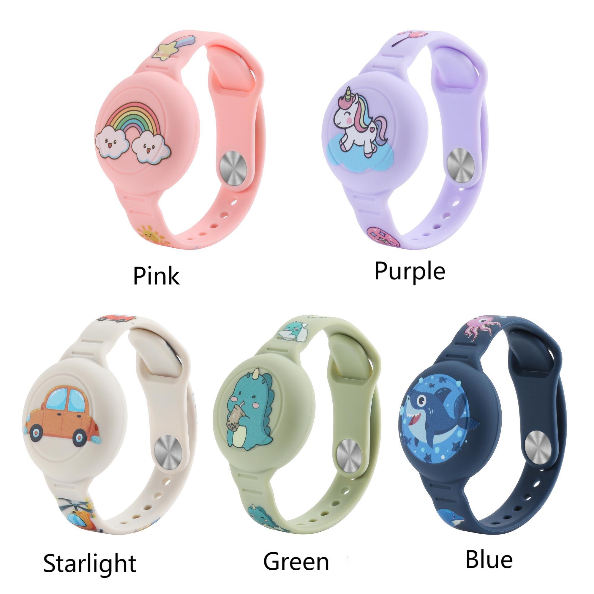Silicone Carton Strap Wristband Toddlers Adjustable Bracelet GPS Tracker Holder Anti-Lost Air Tag Mobile Phone Case Boys Girls