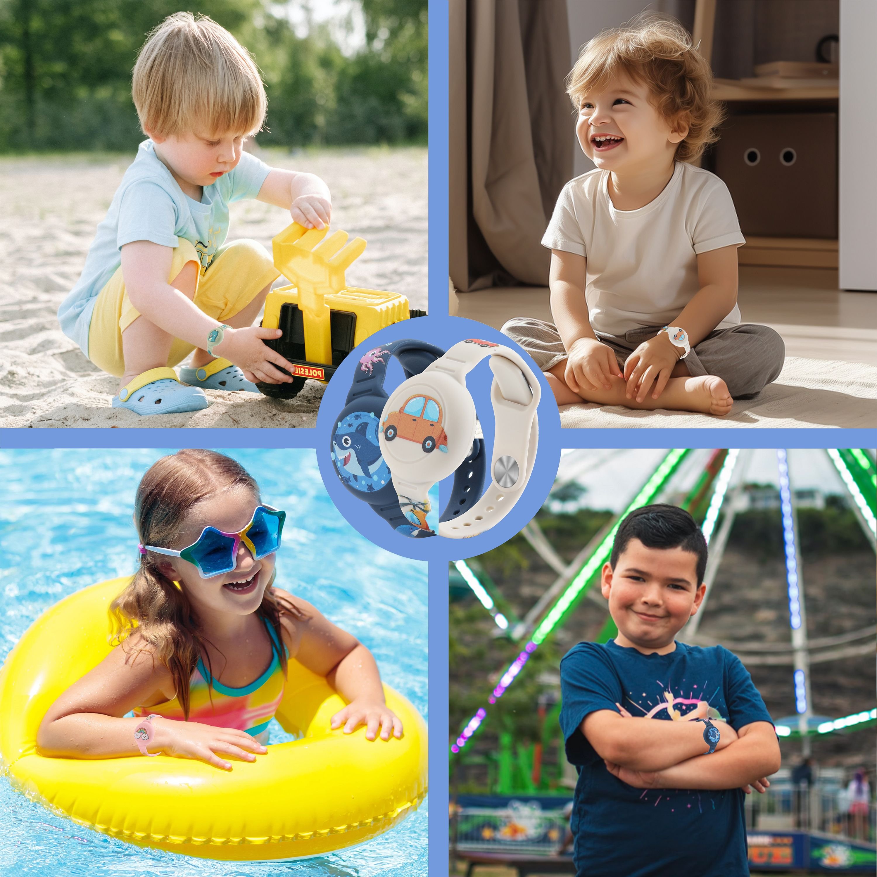 Silicone Carton Strap Wristband Toddlers Adjustable Bracelet GPS Tracker Holder Anti-Lost Air Tag Mobile Phone Case Boys Girls