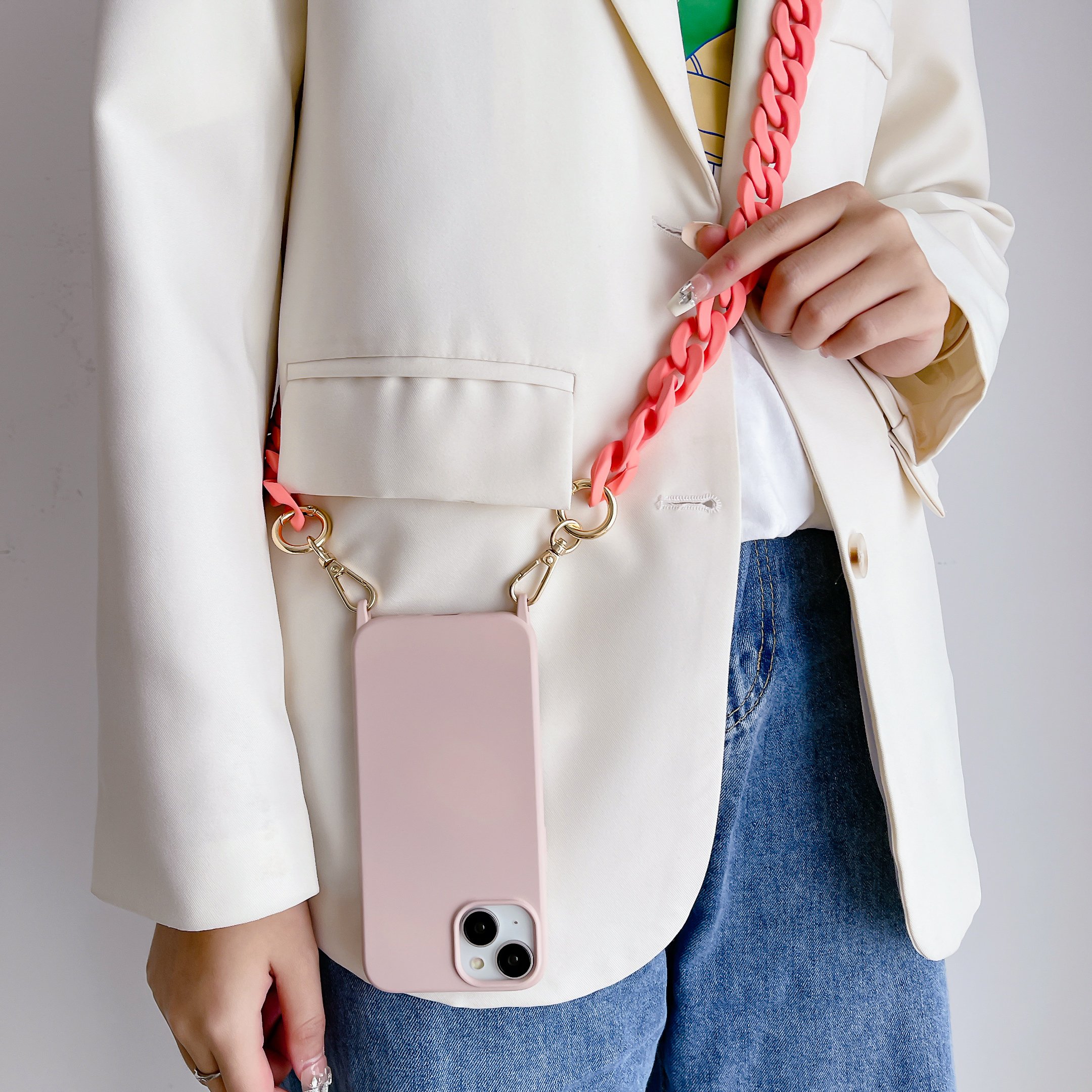 Street Fashion Girls Luxury Acrylic Chain Customised Length Shoulder Srrap For iPhone 16 15 14 12 13 Pro 11 Pro Max