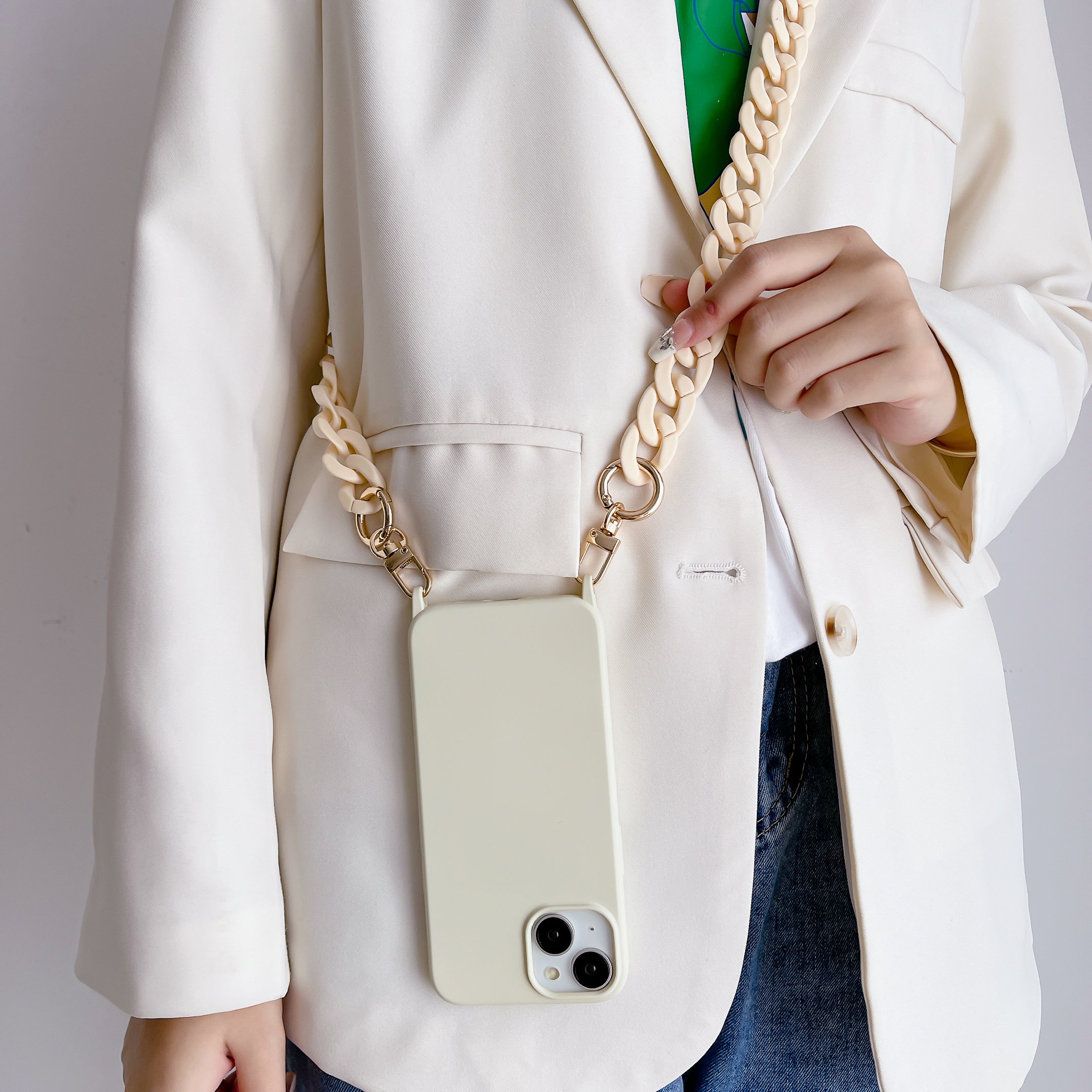 Street Fashion Girls Luxury Acrylic Chain Customised Length Shoulder Srrap For iPhone 16 15 14 12 13 Pro 11 Pro Max