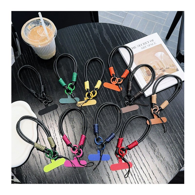 New Bright Black Wax Mobile Phone Universal Lanyard Wrist Short Rope Smooth Texture Dirt Resistant Material Safety Lanyard