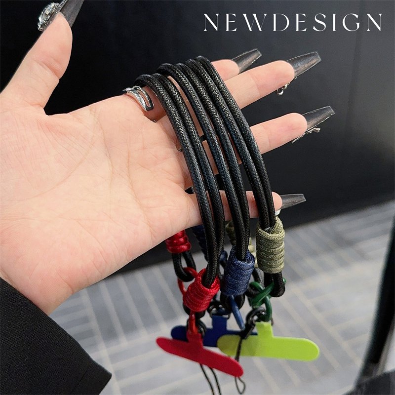 New Bright Black Wax Mobile Phone Universal Lanyard Wrist Short Rope Smooth Texture Dirt Resistant Material Safety Lanyard