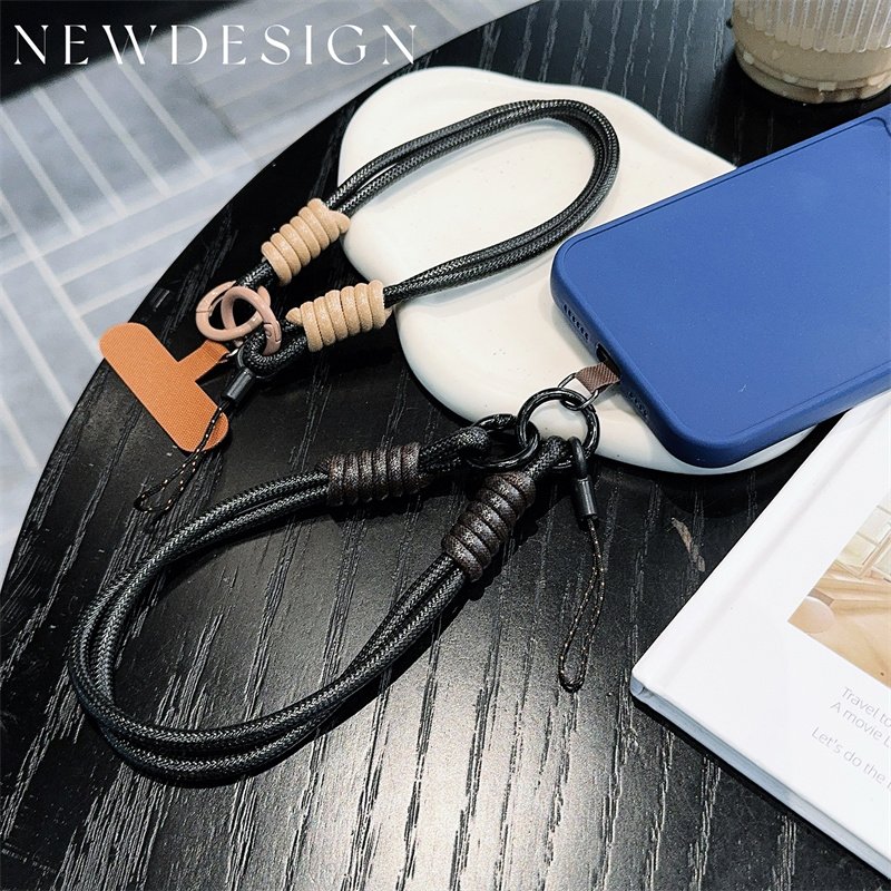 New Bright Black Wax Mobile Phone Universal Lanyard Wrist Short Rope Smooth Texture Dirt Resistant Material Safety Lanyard
