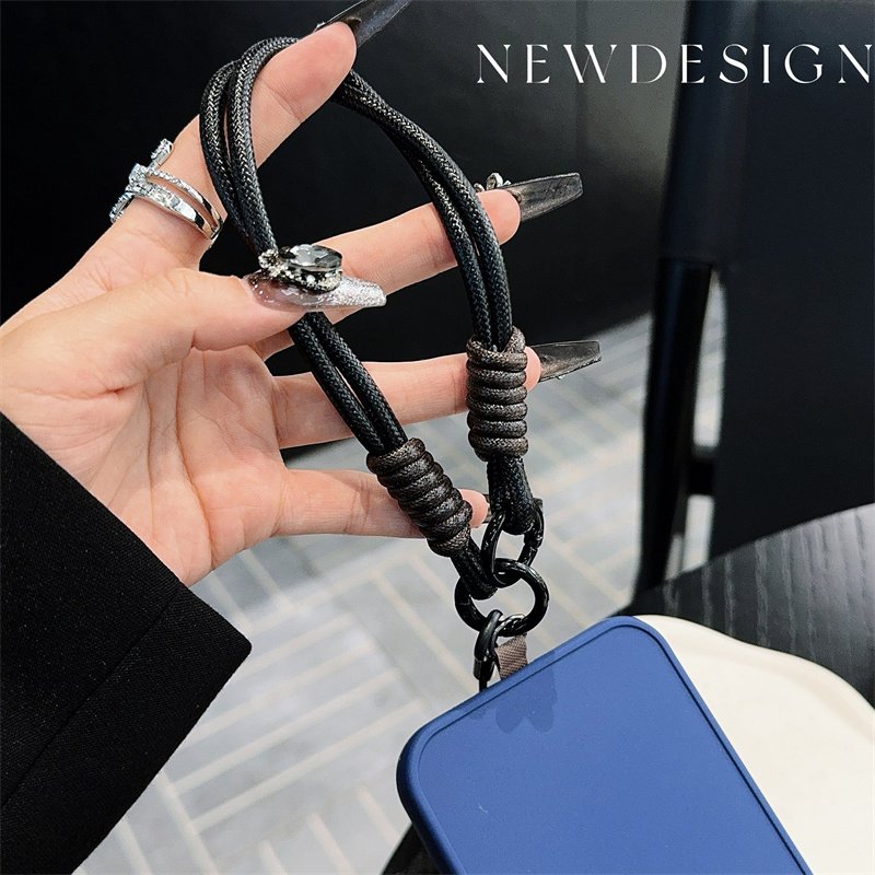 New Bright Black Wax Mobile Phone Universal Lanyard Wrist Short Rope Smooth Texture Dirt Resistant Material Safety Lanyard