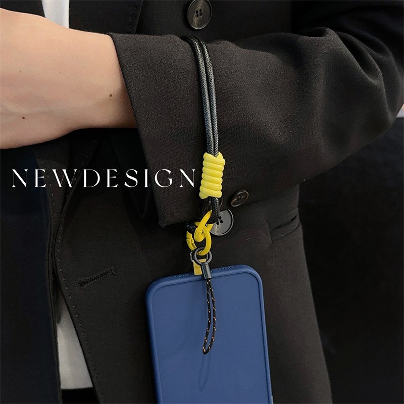 New Bright Black Wax Mobile Phone Universal Lanyard Wrist Short Rope Smooth Texture Dirt Resistant Material Safety Lanyard