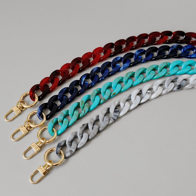 REWIN Fashion Candy Color Fishbone Handbag Chain Detachable Chunky Acrylic Mobile Phone Chain Resin Crossbody Purse Bag Handle