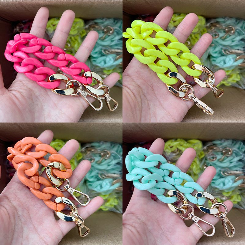 REWIN Fashion Candy Color Fishbone Handbag Chain Detachable Chunky Acrylic Mobile Phone Chain Resin Crossbody Purse Bag Handle