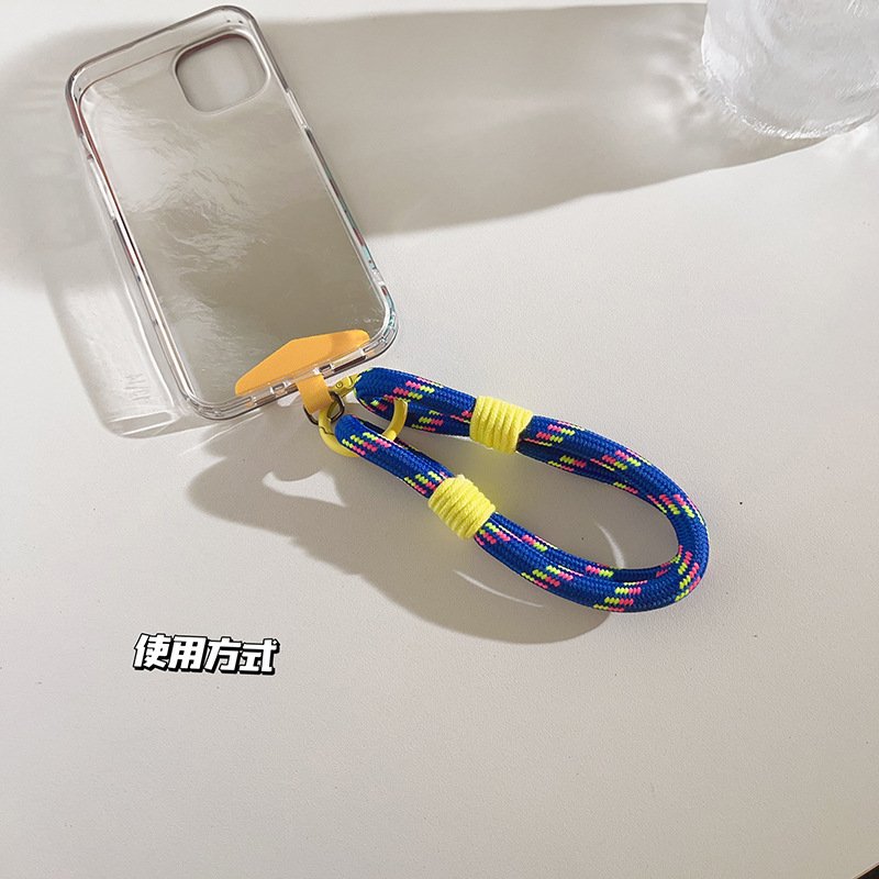custom braided short hand cell phone wristlet mobile strap phone lanyard anti drop wrist with patch for phone case