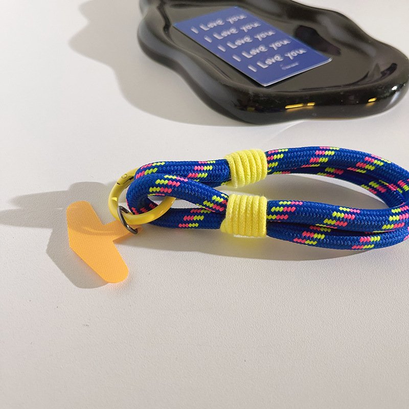 custom braided short hand cell phone wristlet mobile strap phone lanyard anti drop wrist with patch for phone case