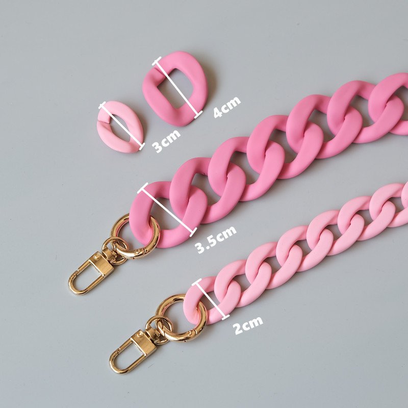 Pink Matte Acrylic Mobile Phone Chain Rubber Touch Paint Thick Bag Decoration Chain Women Crossbody Phone Necklace 120cm