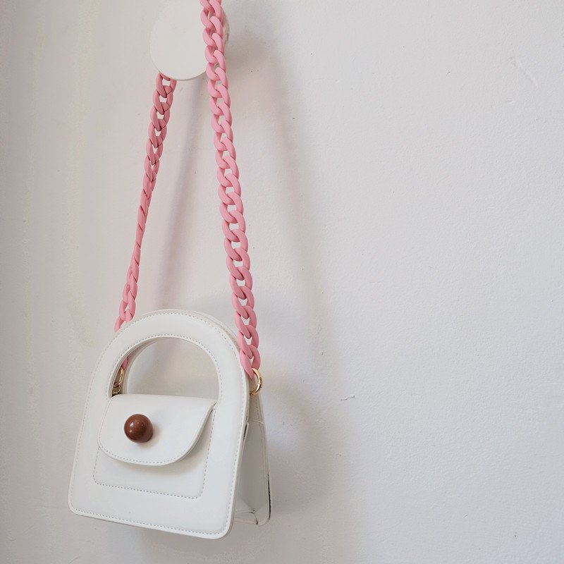 Pink Matte Acrylic Mobile Phone Chain Rubber Touch Paint Thick Bag Decoration Chain Women Crossbody Phone Necklace 120cm
