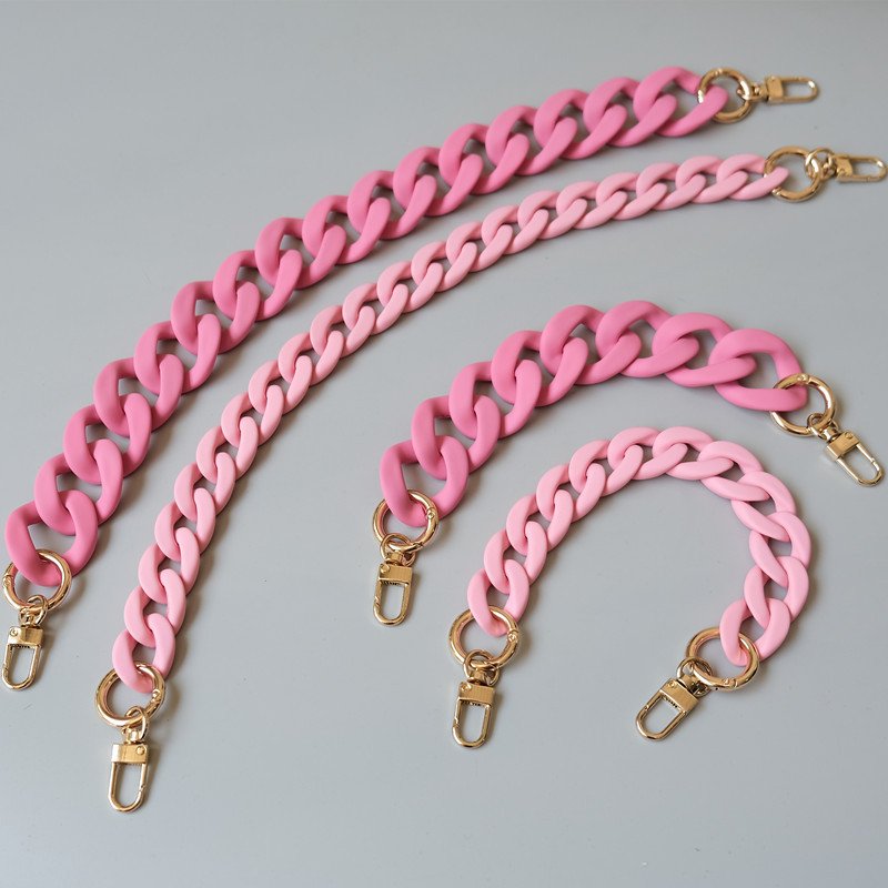 Pink Matte Acrylic Mobile Phone Chain Rubber Touch Paint Thick Bag Decoration Chain Women Crossbody Phone Necklace 120cm