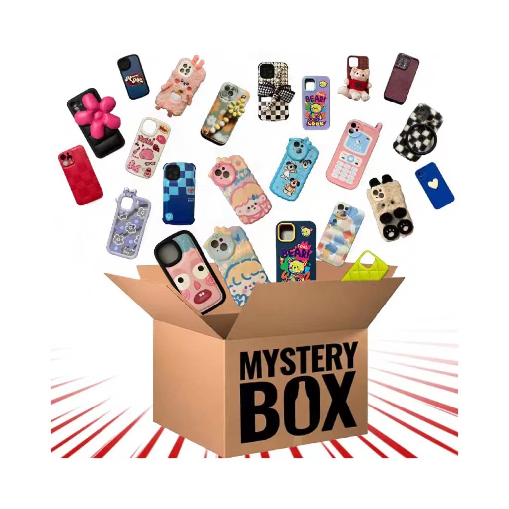 Mystery box 10 designs Lucky box cute cartoon silicone luxury Leather cute special designs north face for iPhone 11 12 13 14 pro