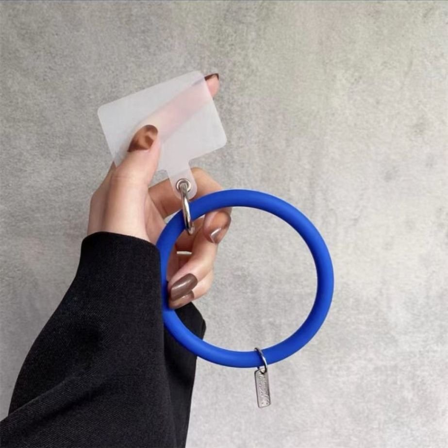 silicone phone chain Anti-Lost Colorful Circle Soft Silicone Bracelet Keychain Mobile Phone Case Accessories Cellphone Strap