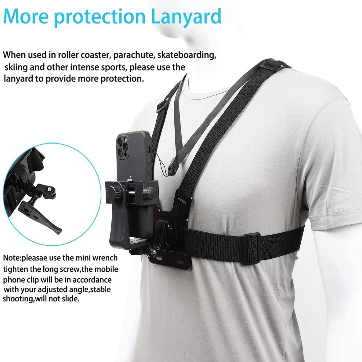 Hot Sell Outdoor Cell Phone Clip Action Camera Adjustable Straps Stand Mobile Phone Chest Mount Harness Strap Holder For Iphone