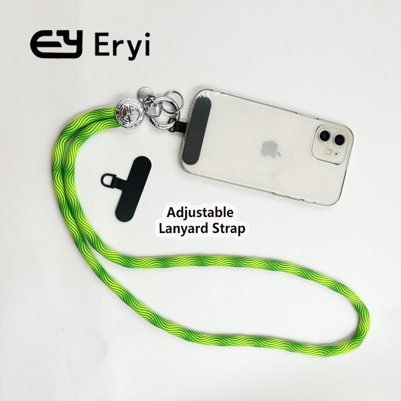 Cell Phone Lanyard Custom Logo Woven Embroidered Short Keychain Charm Chain Crossbody Adjustable Terylene Neck Straps