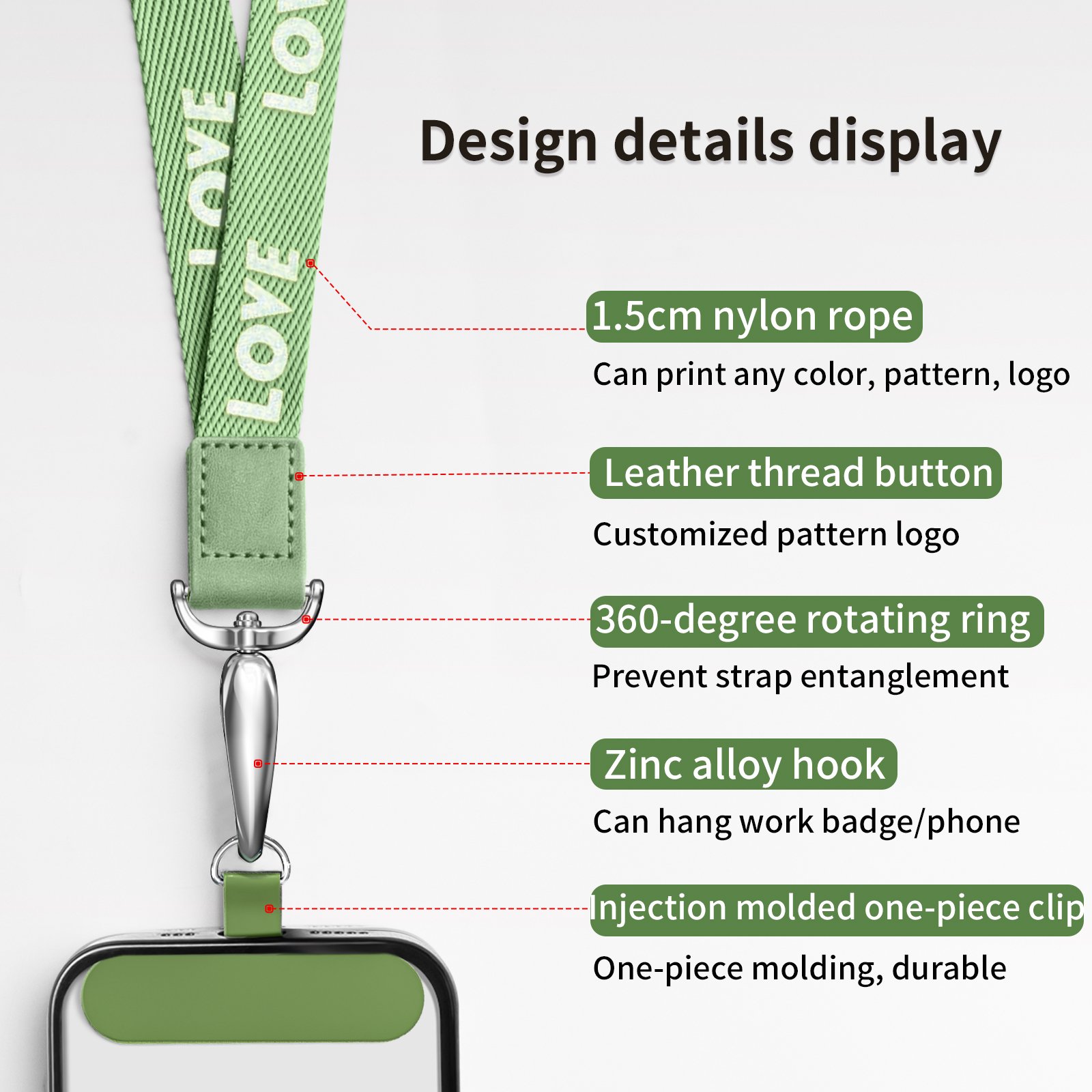 Custom Universal Nylon Crossbody Cellphone Strap with Hanging Rope Logo Customizable Mobile Phone Lanyard