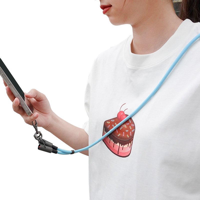 Hot Sales 1.2M/1.5M/1.8M Colorful Woven mobile phone Lanyard Charging Cable For IPhone15