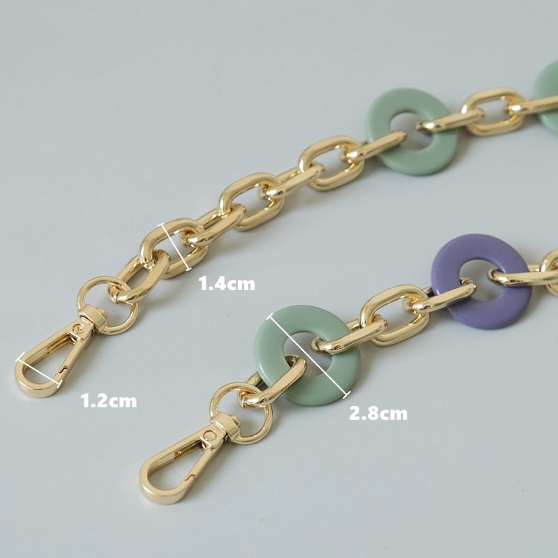 Thin Metal Mobile Phone Chain Round Green Purple Chain Gold Plated Cute Shoulder Purse Chain For Phone Strap Necklace 120cm
