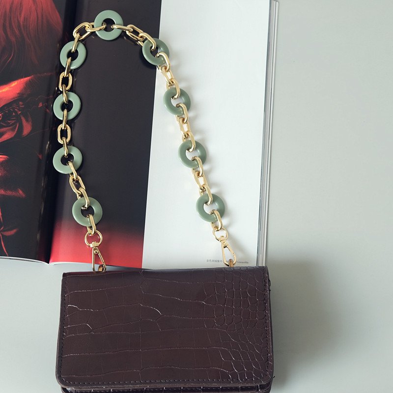 Thin Metal Mobile Phone Chain Round Green Purple Chain Gold Plated Cute Shoulder Purse Chain For Phone Strap Necklace 120cm
