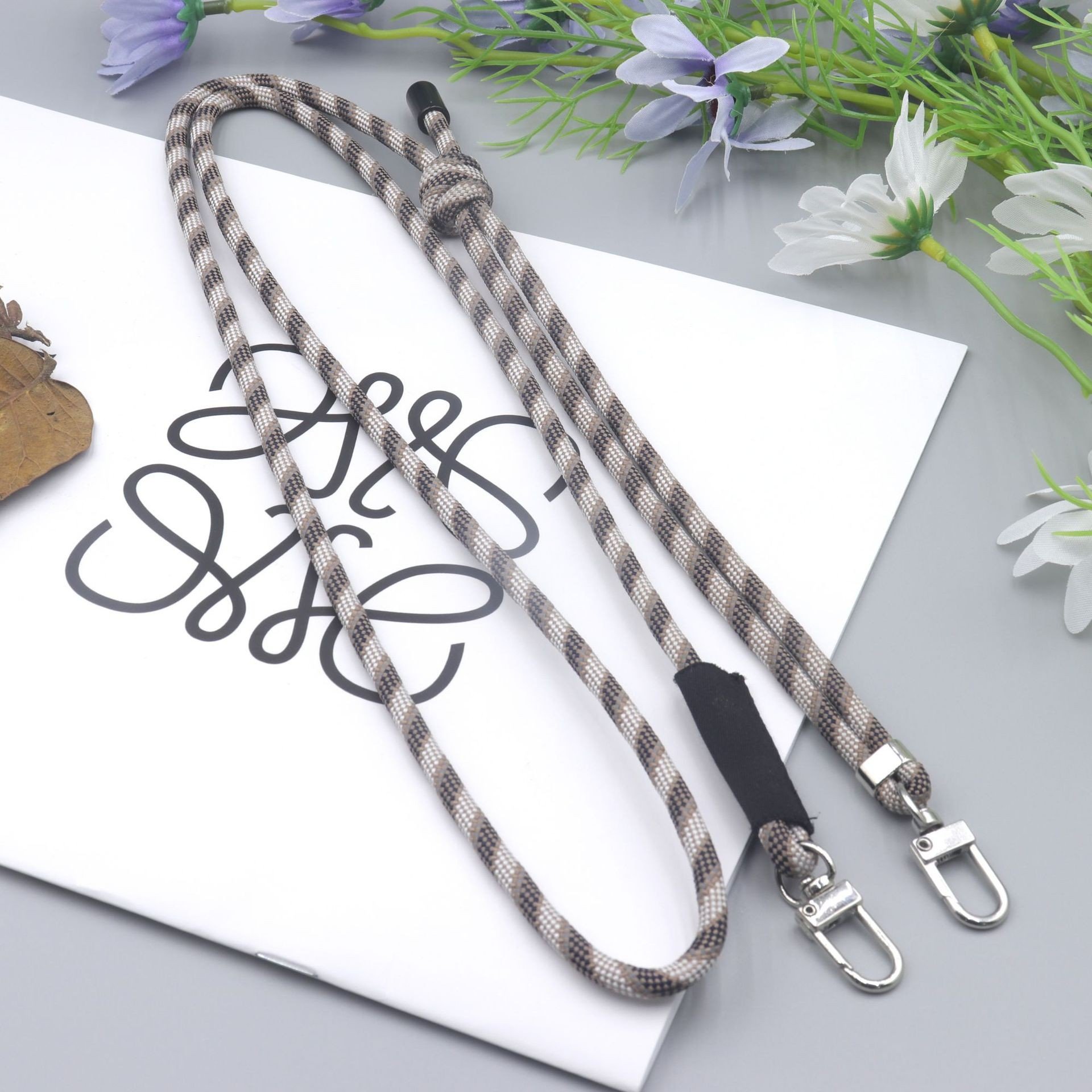 Customizable color logo 6mm soft polyester phone lanyard with carabiner Suitable for anti loss of mobile phones