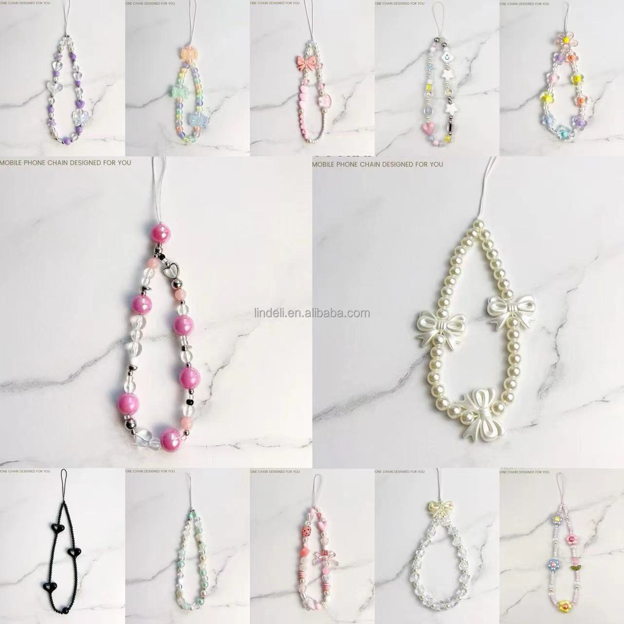 2024 Best-selling beaded phone chain Fashion phone cover lanyard Girl Jewelry Butterfly phone charm with lanyard pendant