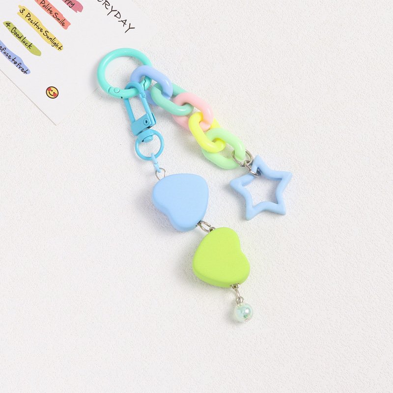 Solid Color Heart Key Chain Accessories Customized Lanyard Cord String Strap Universal Mobile Charm Hook Cell Phone Charms Beads