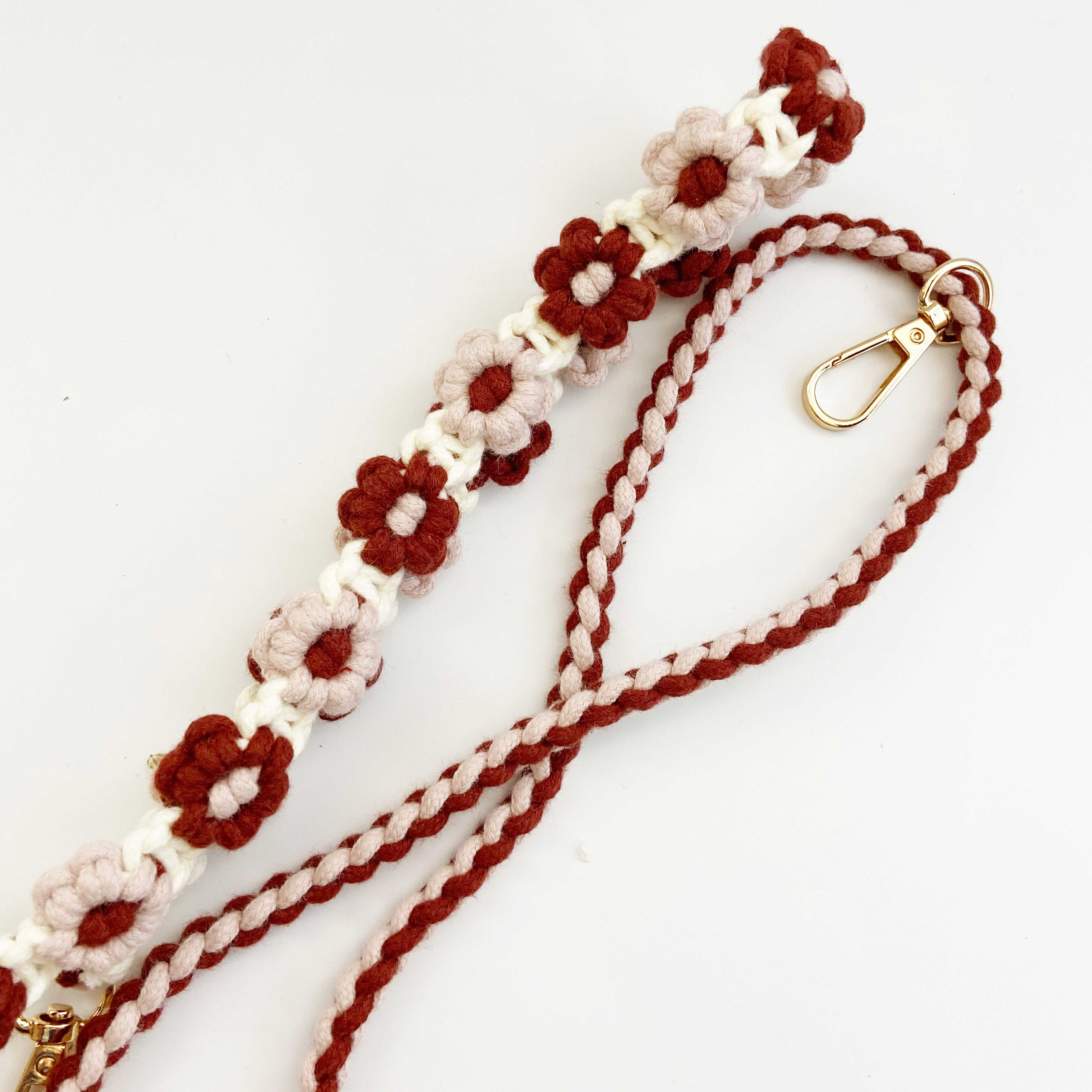 Boho style ins new cotton cord braided phone chain Small Daisy flower braided cord can be crossbody long key chain phone chain