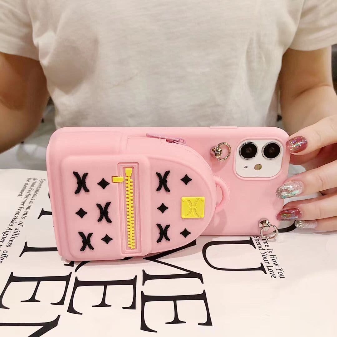 With Crossbody Strap Wallet Bag 3D Cute Luxury Girl Women Silicone Phone Case Cover For Iphone X Xs 11 12 13 14 15 Plus Pro Max