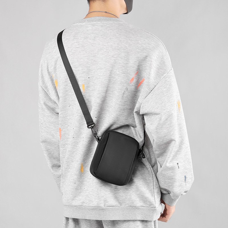 Custom printed logo mens designer messenger bag men's crossbody two tone leather box shape shoulder bag side bags for men